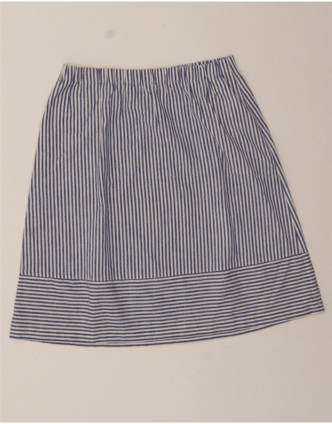J. CREW Womens A-Line Skirt UK 12 Medium W28  Blue Pinstripe Polyester Vintage J. Crew and Second-Hand J. Crew from Messina Hembry 