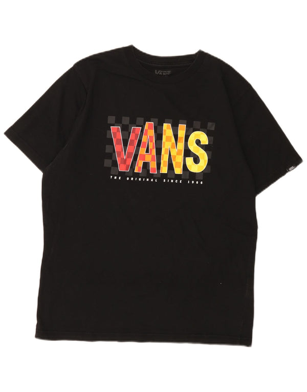 Футболка классического кроя с рисунком Vans для мальчиков, топ 14–15 лет, размер XL, черный хлопок