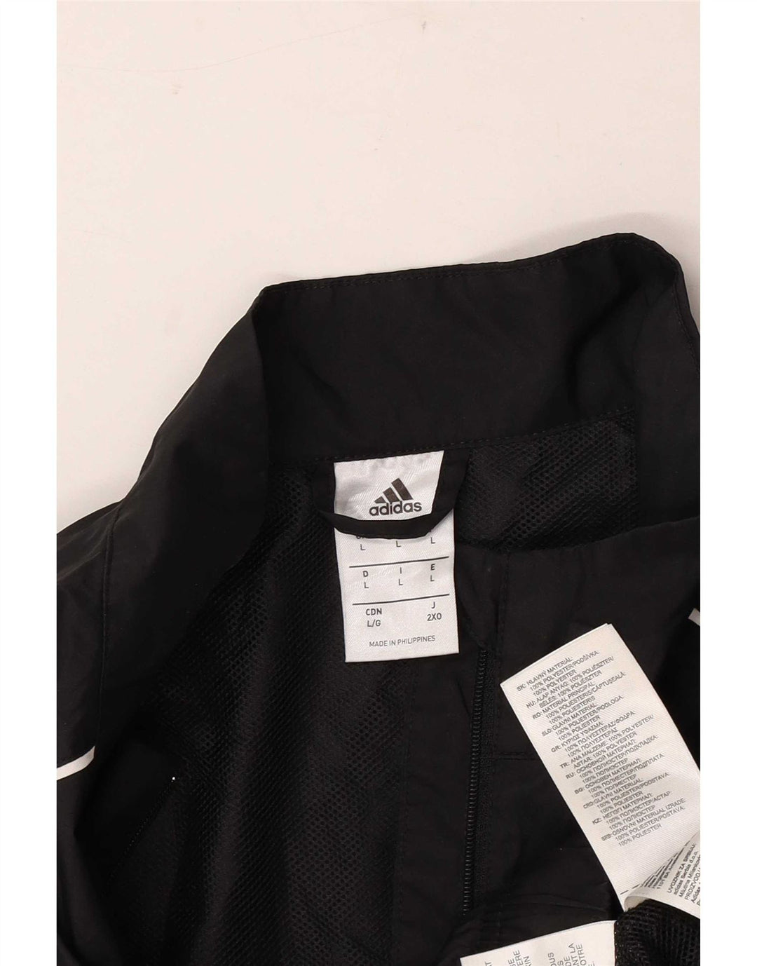 Мужской спортивный костюм Adidas Clima Proof с рисунком на молнии и воротником, большой черный