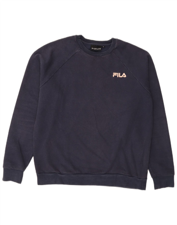 Мужской свитер Fila, большой темно-синий хлопковый джемпер