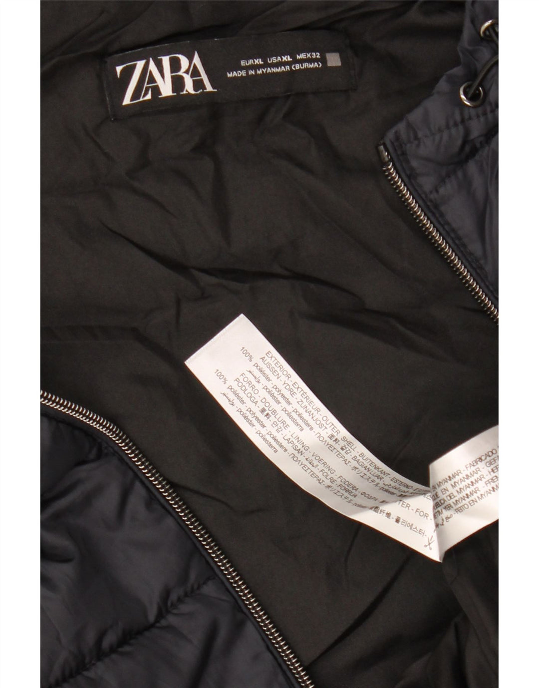 Женский утепленный жилет с капюшоном ZARA UK 18 XL, темно-синий, полиэстер