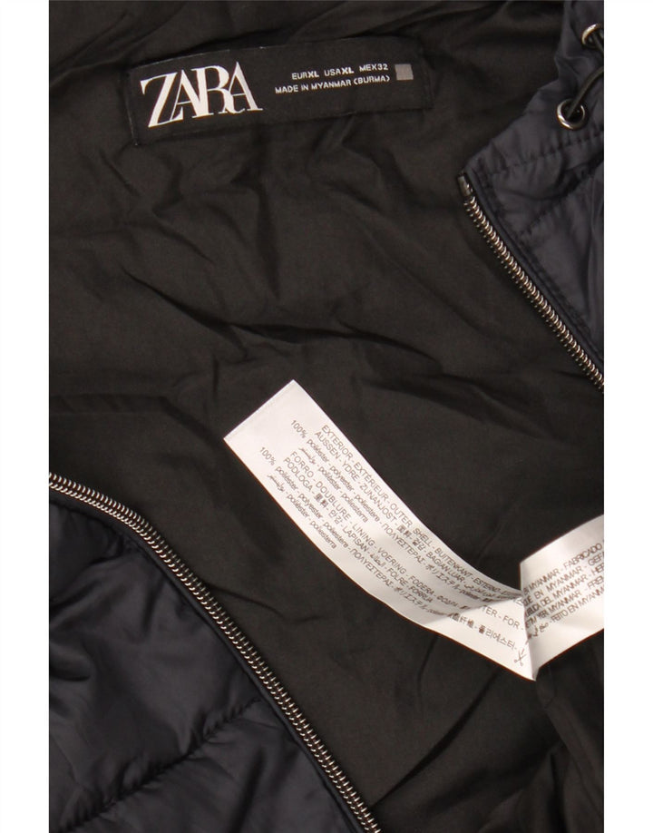 Женский утепленный жилет с капюшоном ZARA UK 18 XL, темно-синий, полиэстер