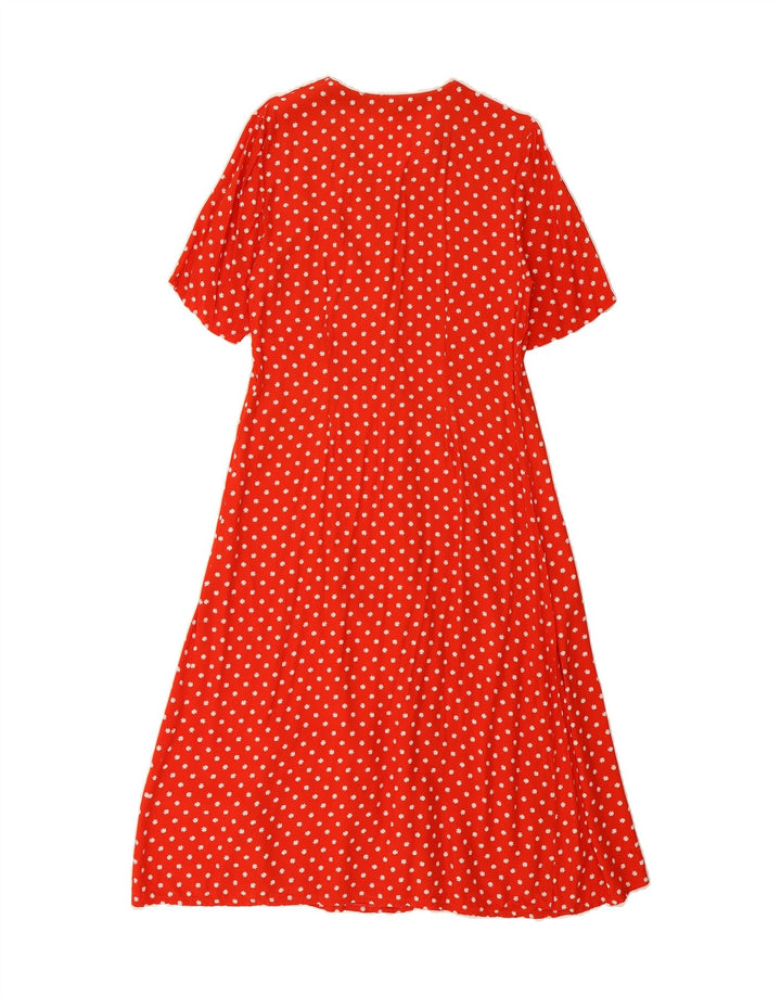 VINTAGE Womens Abstract Pattern Short Sleeves Shirt Dress UK 12 Medium Red Vintage Vintage and Second-Hand Vintage from Messina Hembry 