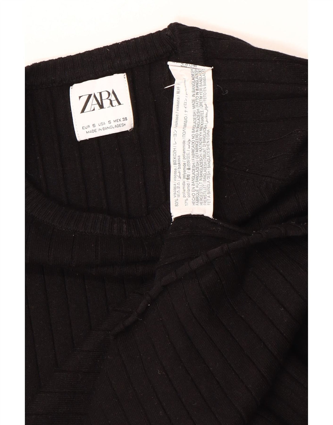 Мужской свитер с вырезом лодочкой Zara, маленький черный из вискозы
