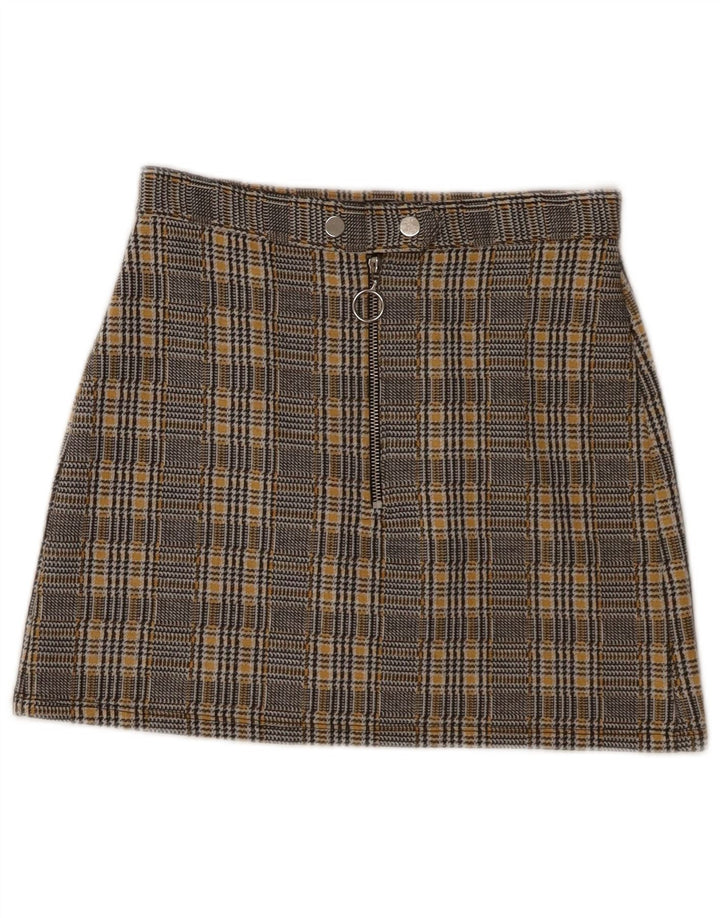 Женская мини-юбка Topshop UK 8, маленькая W28, серый полиэстер в клетку