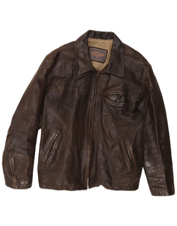 Мужская кожаная куртка Alan Gordon UK 44 2XL коричневая кожа