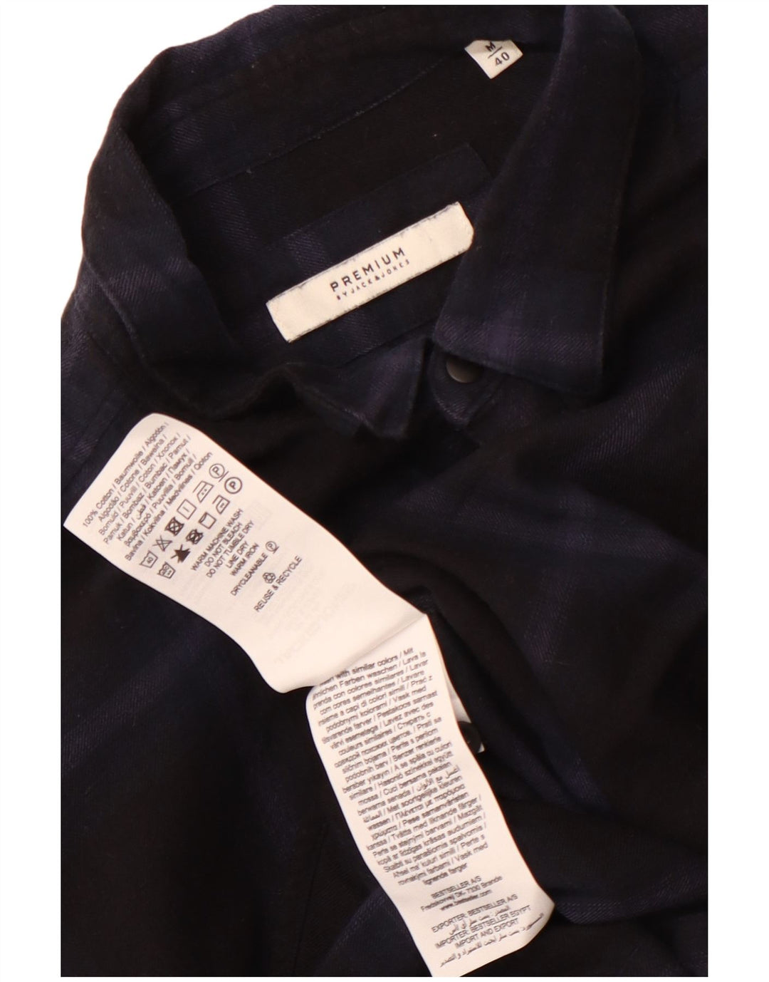 Мужская фланелевая рубашка JACK & JONES, размер 40, средний темно-синий клетчатый хлопок