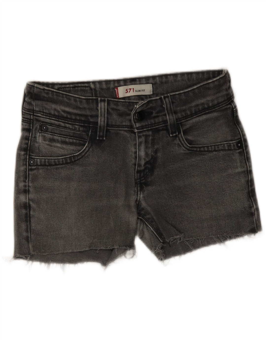 LEVI'S Womens 571 Slim Fit Denim Shorts W28 Medium Grey Cotton Vintage Levi's and Second-Hand Levi's from Messina Hembry 