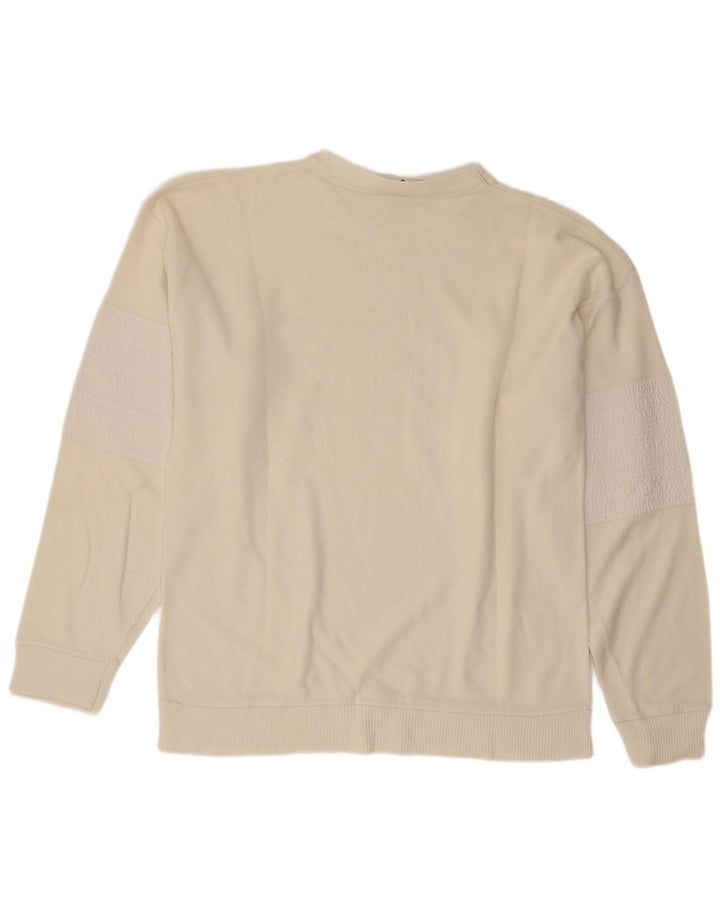 Винтажный мужской свитшот с рисунком, джемпер среднего размера, белый хлопок, хлопок