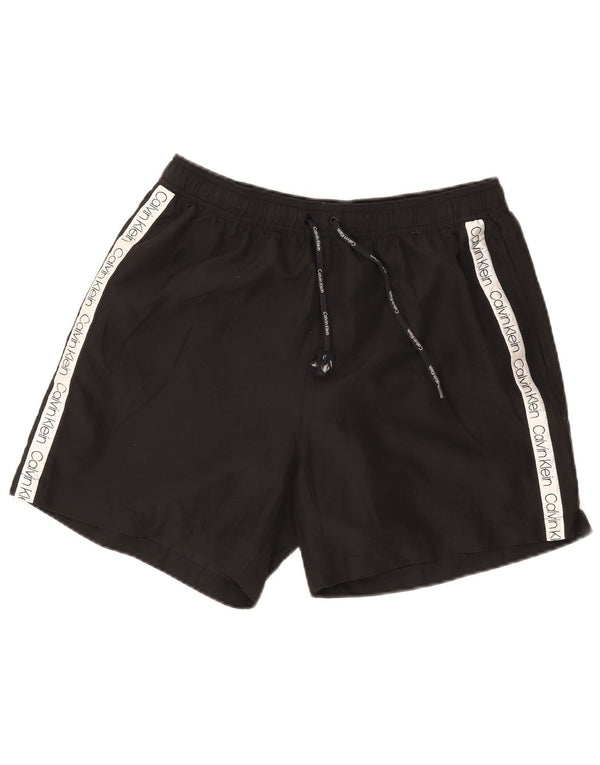 Мужские шорты для плавания с рисунком Calvin Klein XL, черные, полиэстер с цветными блоками
