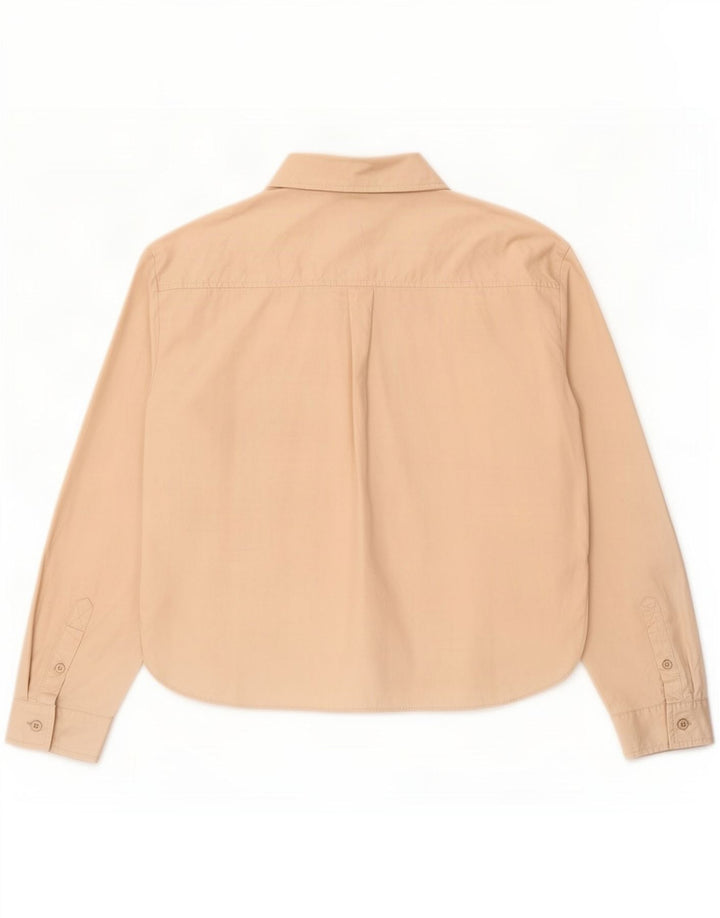Женская рубашка Zara UK 14, средний цвет, бежевый хлопок