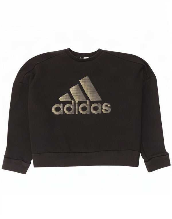 Женский джемпер оверсайз с рисунком Adidas UK 20/22 XL, черный хлопок