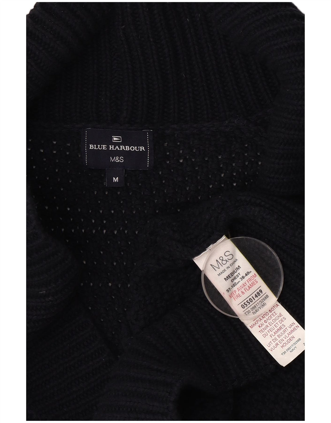 Мужской кардиган MARKS & SPENCER, средний темно-синий хлопковый свитер