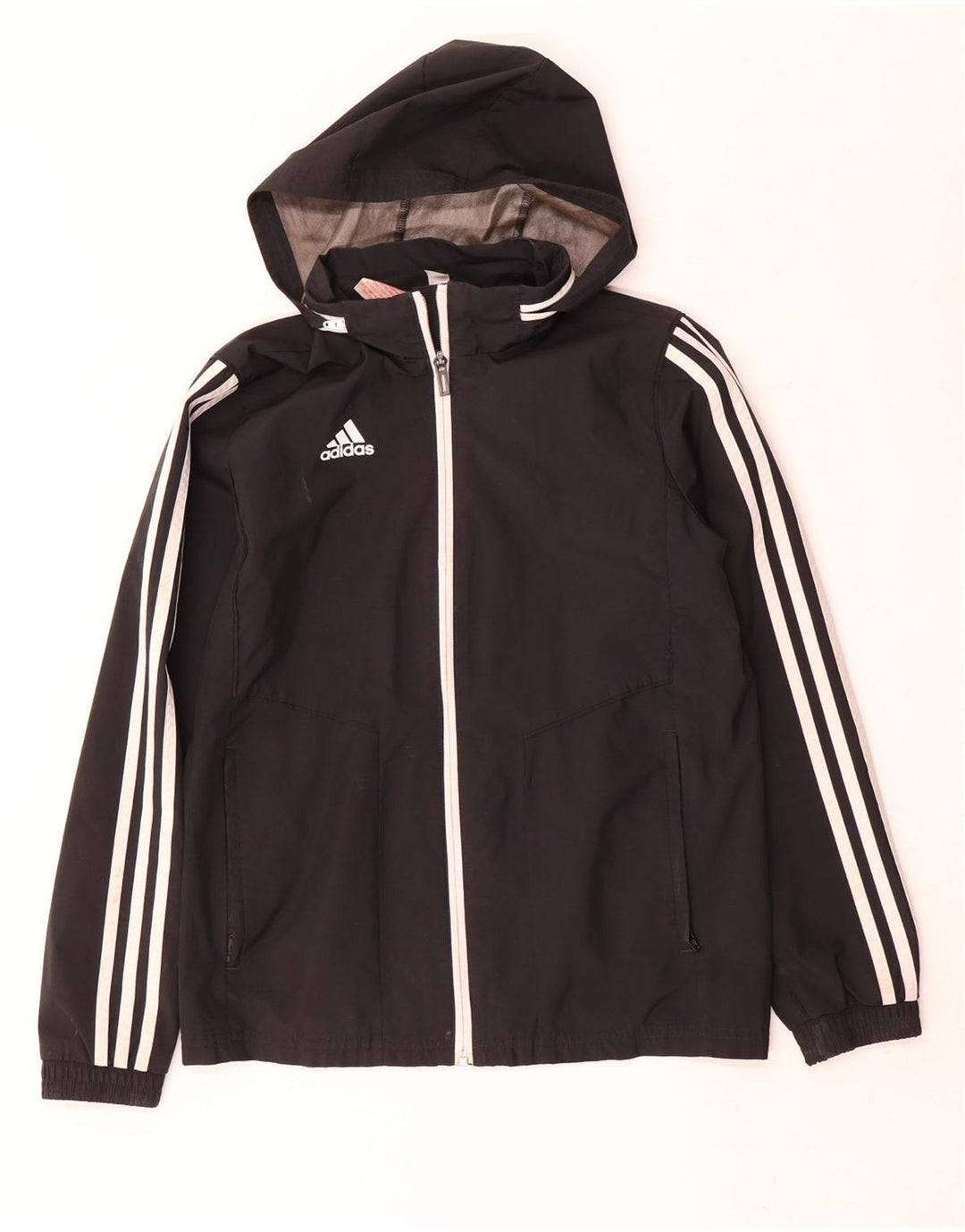 Adidas Дождевик с капюшоном для мальчиков 11-12 лет, черный полиэстер