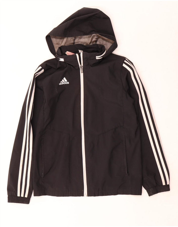 Adidas Дождевик с капюшоном для мальчиков 11-12 лет, черный полиэстер