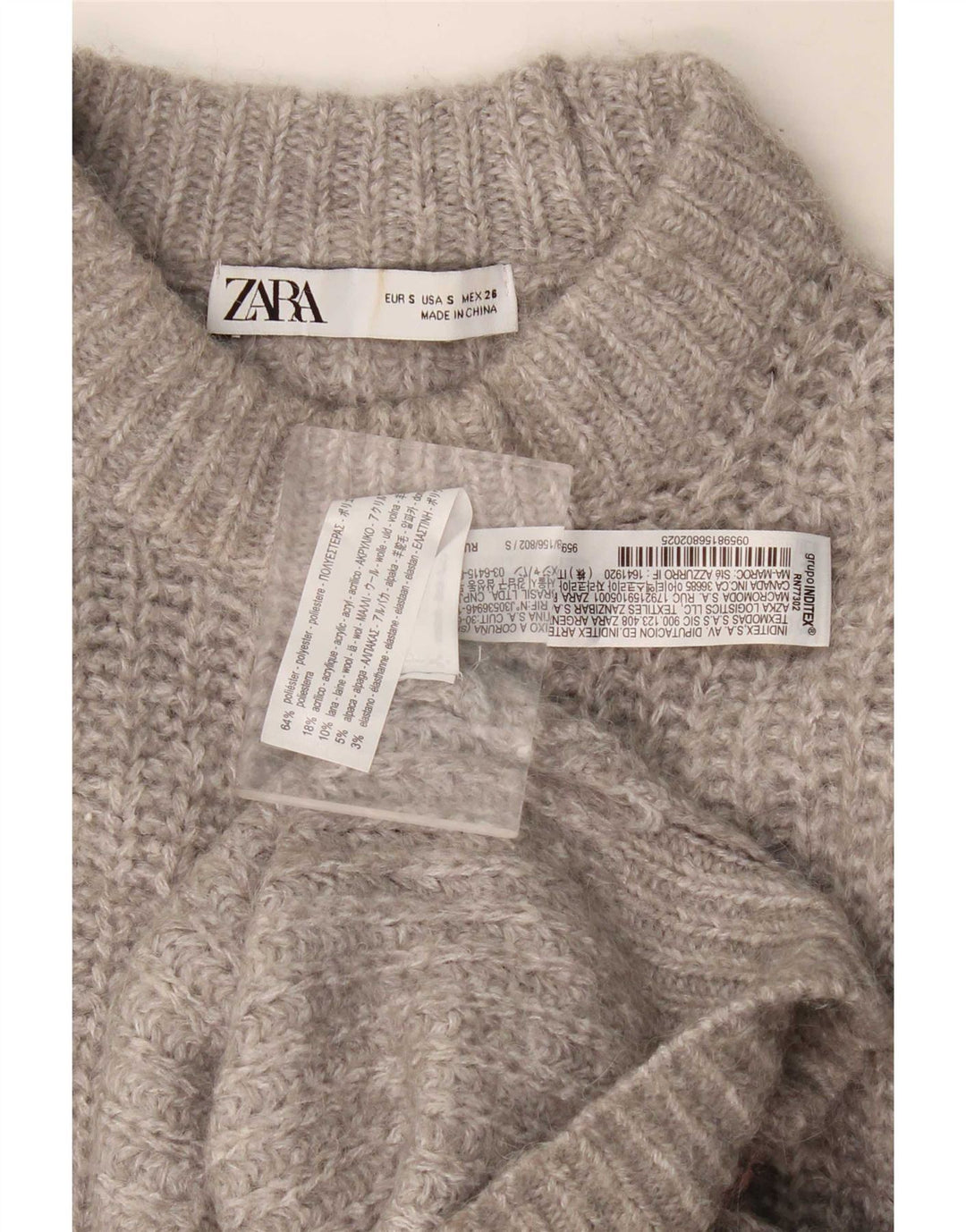 Женский свободный джемпер с высоким воротником Zara UK 10, маленький серый полиэстер