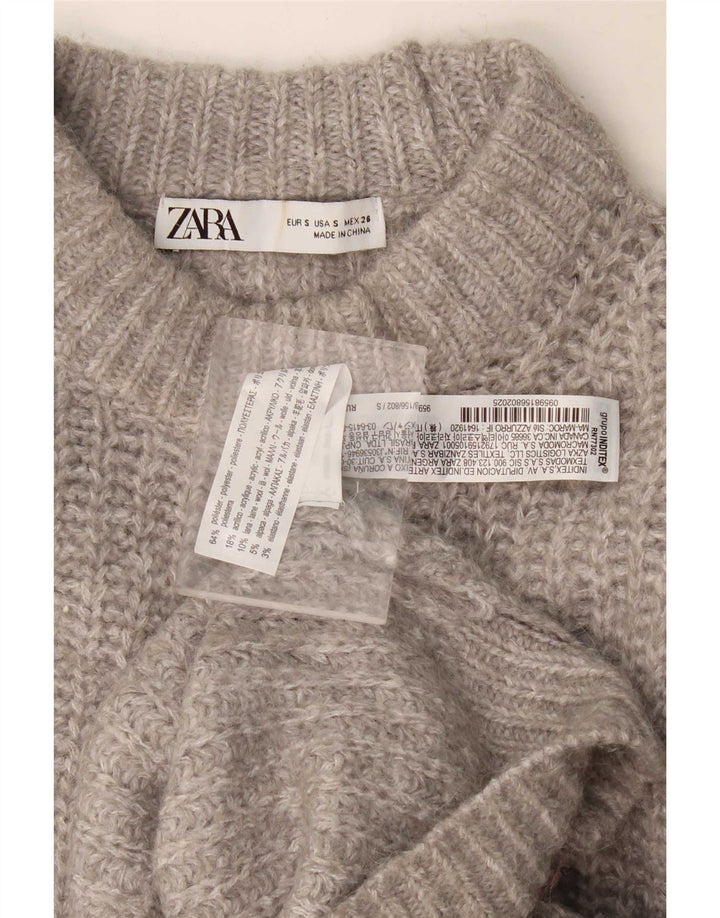 Женский свободный джемпер с высоким воротником Zara UK 10, маленький серый полиэстер