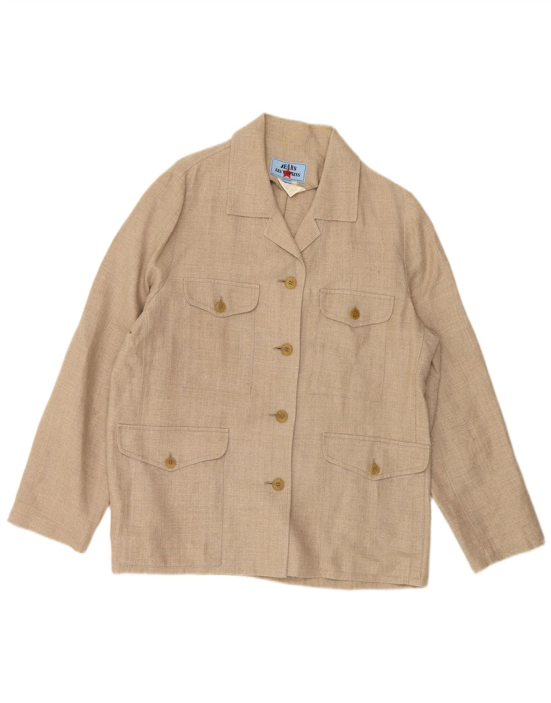 LES COPAINS Женский пиджак на 4 пуговицах IT 46, большой, бежевый, лен