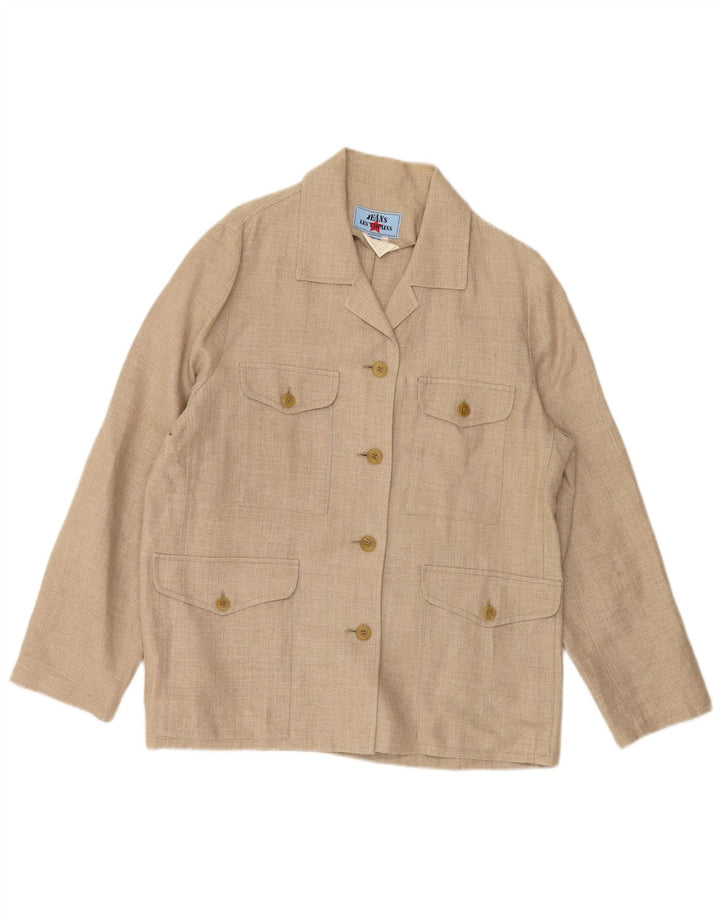 LES COPAINS Женский пиджак на 4 пуговицах IT 46, большой, бежевый, лен