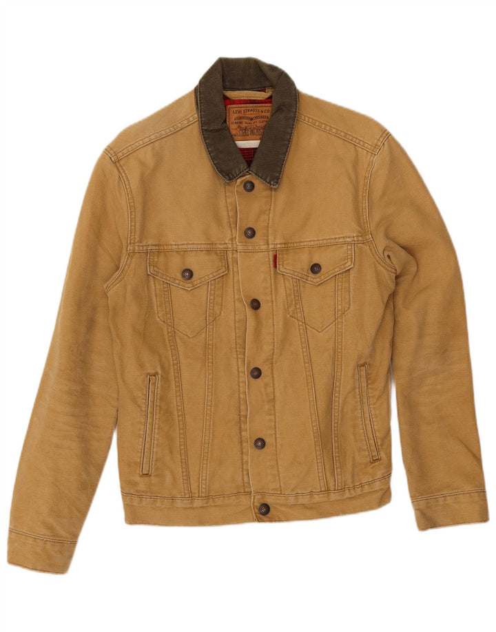 Мужская куртка-бомбер Levi's UK 36, маленькая, бежевый, хлопок с цветными блоками