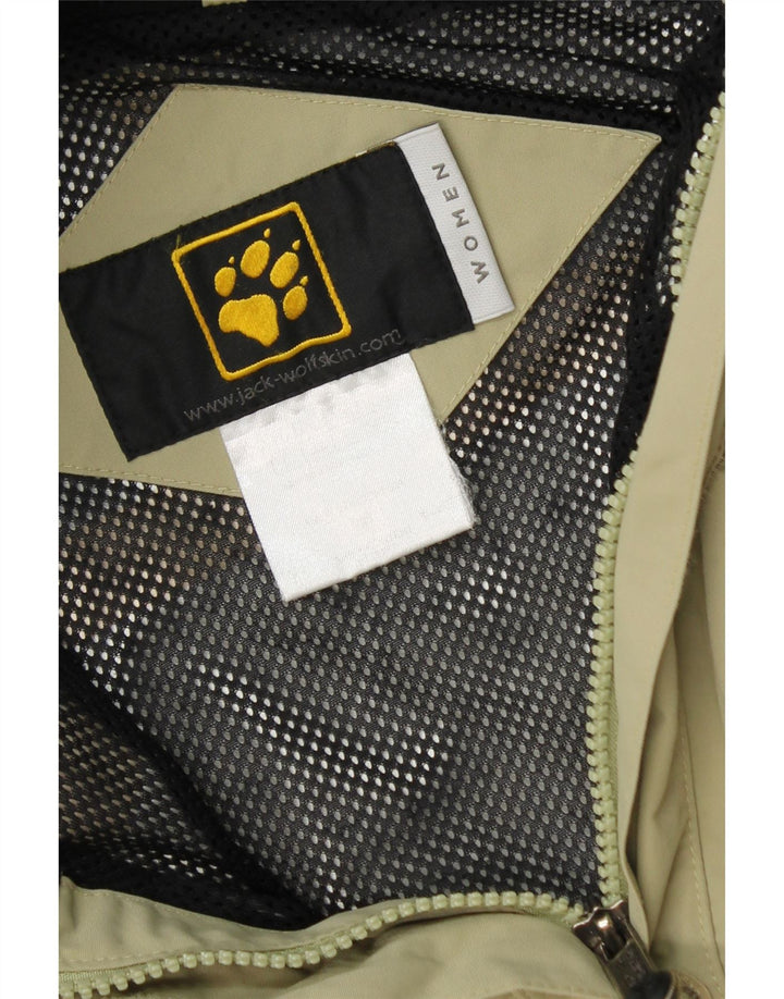 JACK WOLFSKIN Womens Hooded Rain Jacket UK 12 Medium Green Colourblock Vintage Jack Wolfskin and Second-Hand Jack Wolfskin from Messina Hembry 