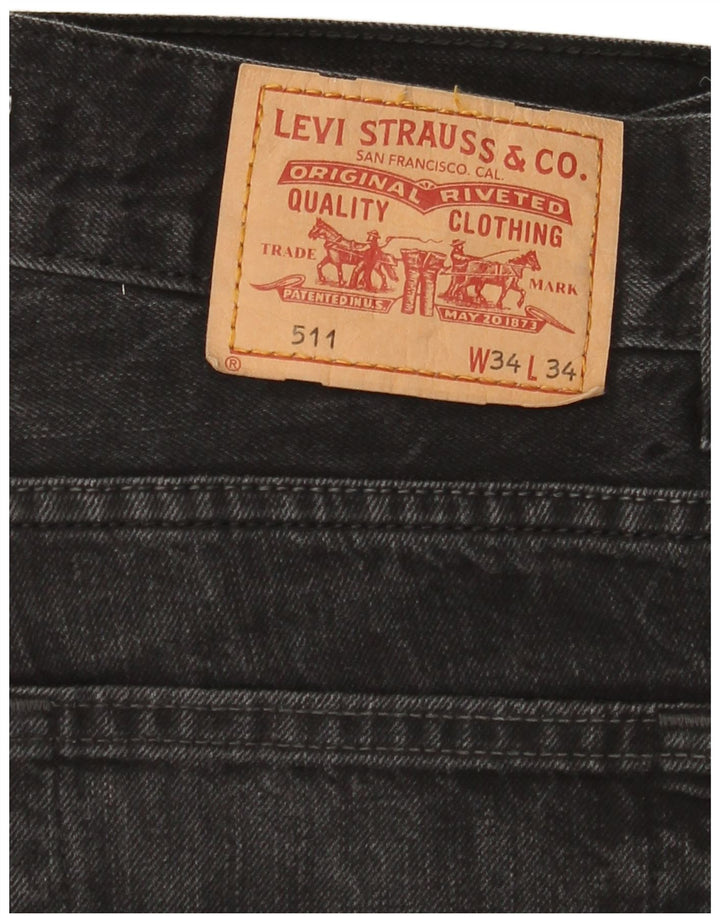 Мужские джинсы Levi's 511 Slim W34 L34, черный хлопок