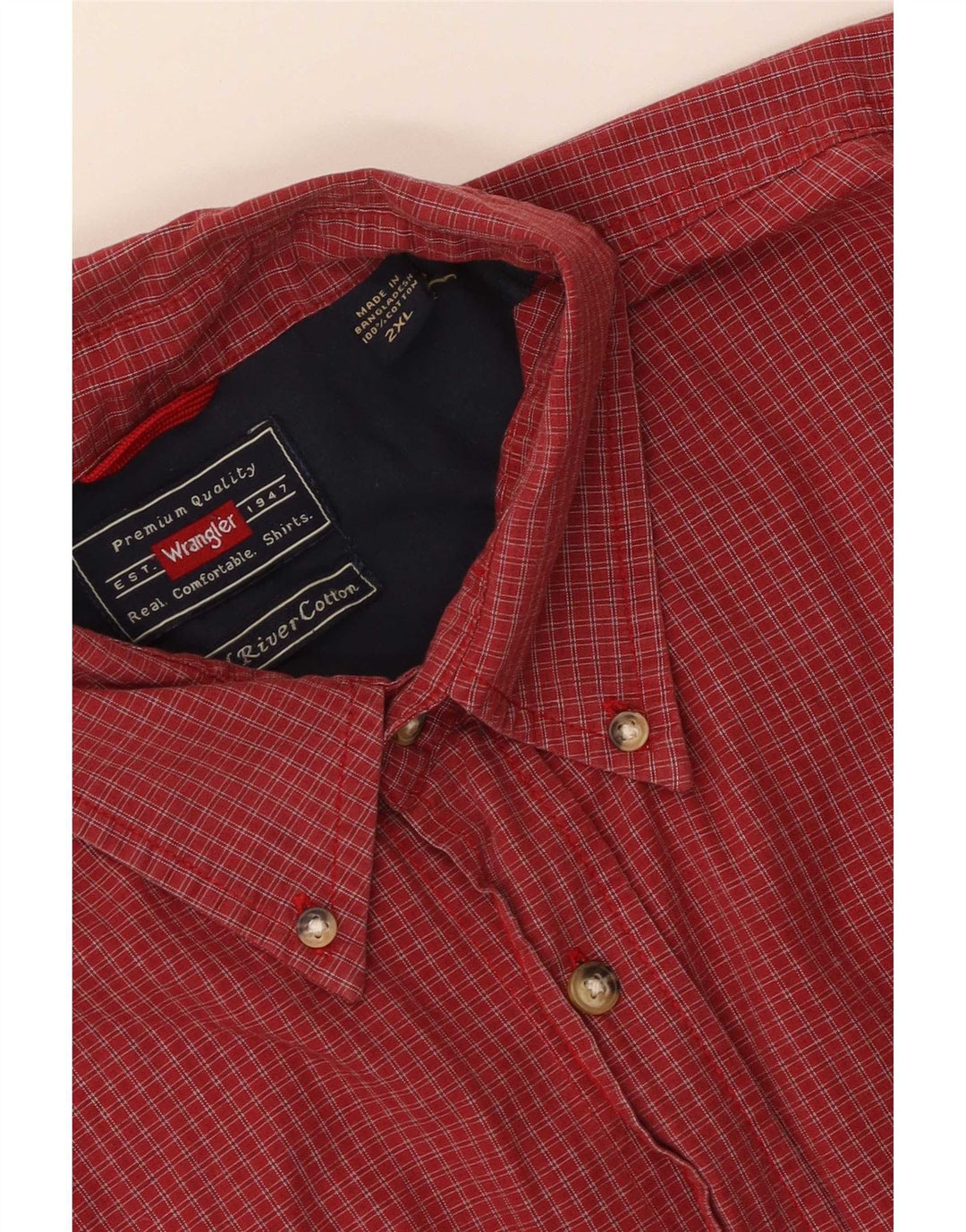Мужская рубашка Wrangler с коротким рукавом 2XL, красная клетка, хлопок