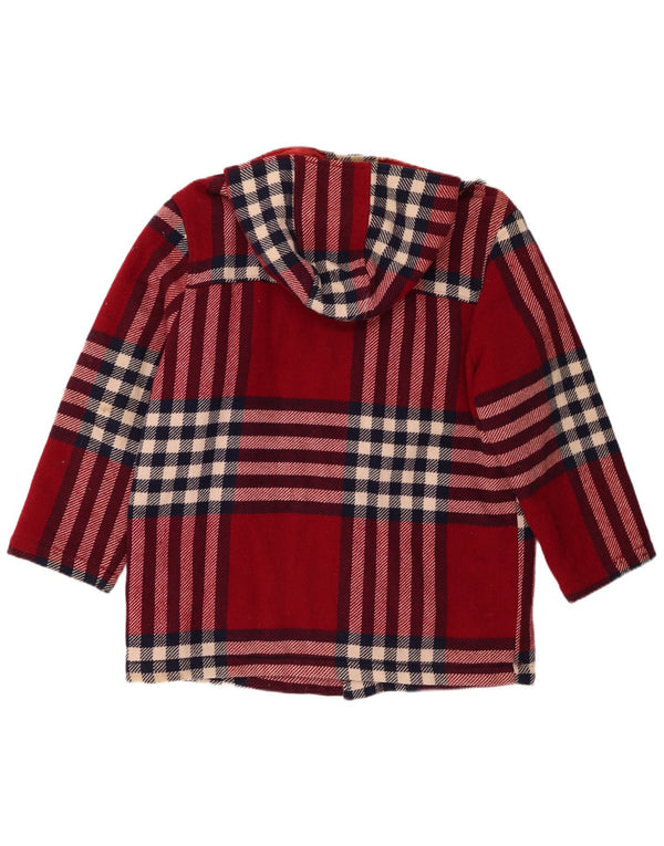 BENETTON Женское пальто с капюшоном UK 18 XL, красное шерстяное в клетку