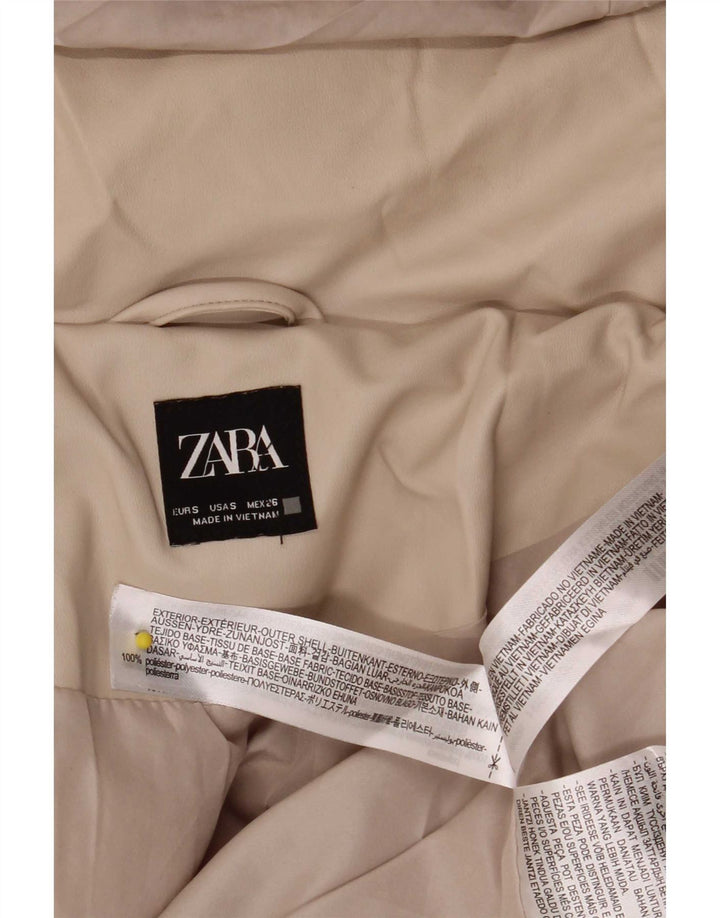 Женская утепленная куртка оверсайз с капюшоном Zara UK 10, маленький размер, бежевый полиэстер