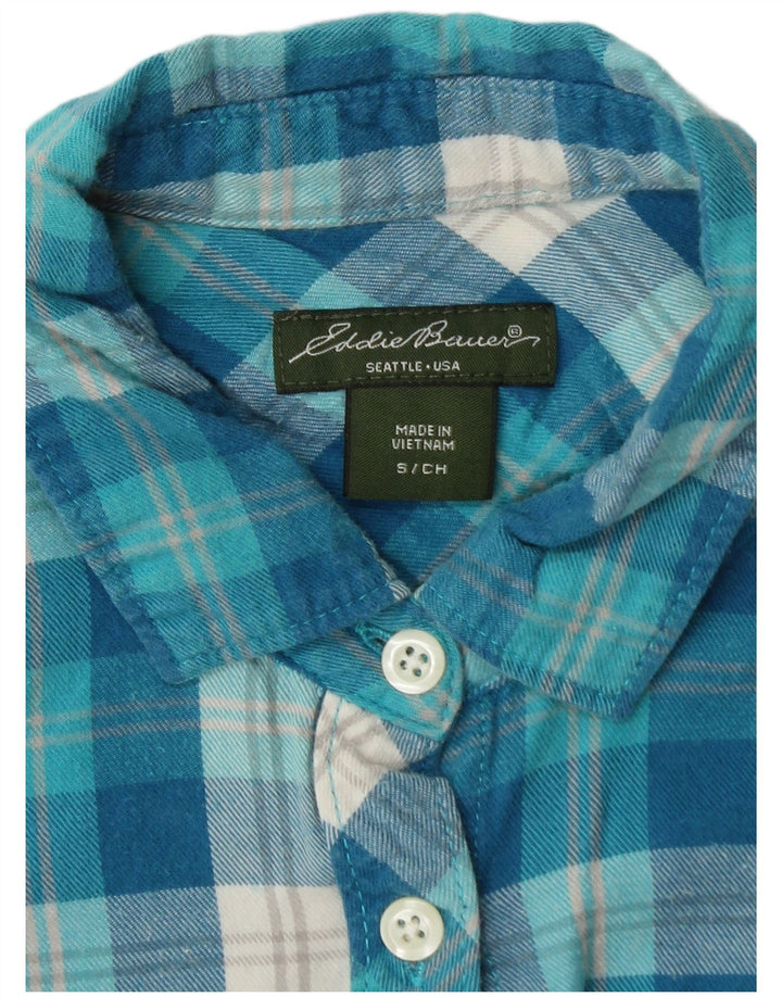 Женская фланелевая рубашка EDDIE BAUER UK 10, маленькая синяя клетка, хлопок