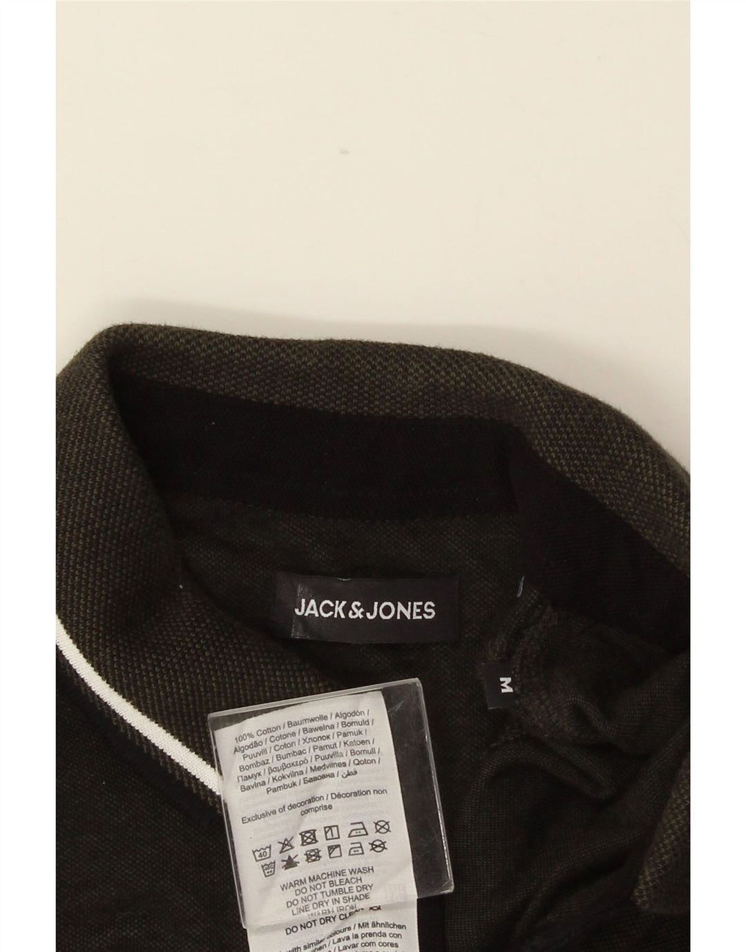 Мужская рубашка поло JACK & JONES, хлопок, зеленая полоска среднего размера
