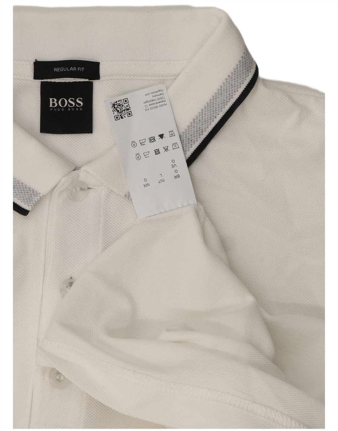 Мужская рубашка-поло обычного кроя Hugo Boss, большой белый хлопок, хлопок