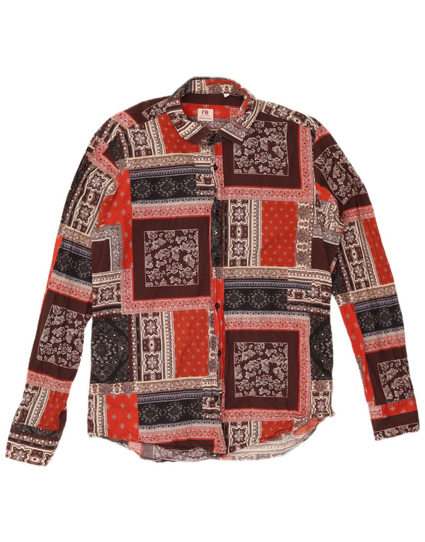 VINTAGE Мужская рубашка большого размера из разноцветного лоскутного хлопка