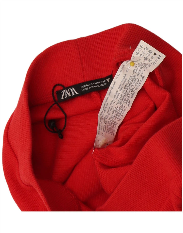 Женские леггинсы Zara UK 12, хлопковые, среднего красного цвета