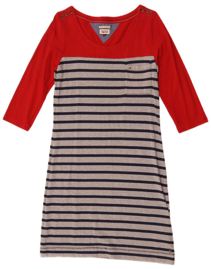 Женское базовое платье с рукавом 3/4 Tommy Hilfiger UK 12, средний красный в полоску
