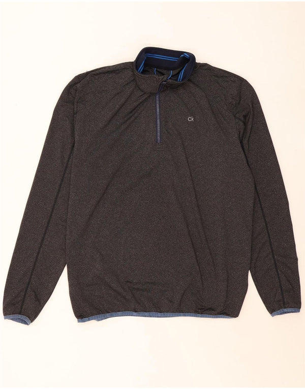 CALVIN KLEIN Мужской пуловер с воротником на молнии, спортивный костюм, топ XL, серый полиэстер