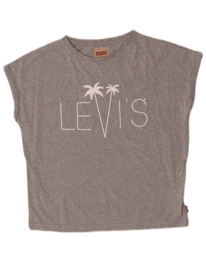 Футболка с рисунком Levi's для девочек, топ 13–14 лет, серый полиэстер