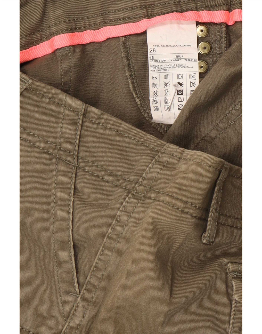 Женские джинсовые шорты Benetton W28, хлопок, цвет хаки, средний размер
