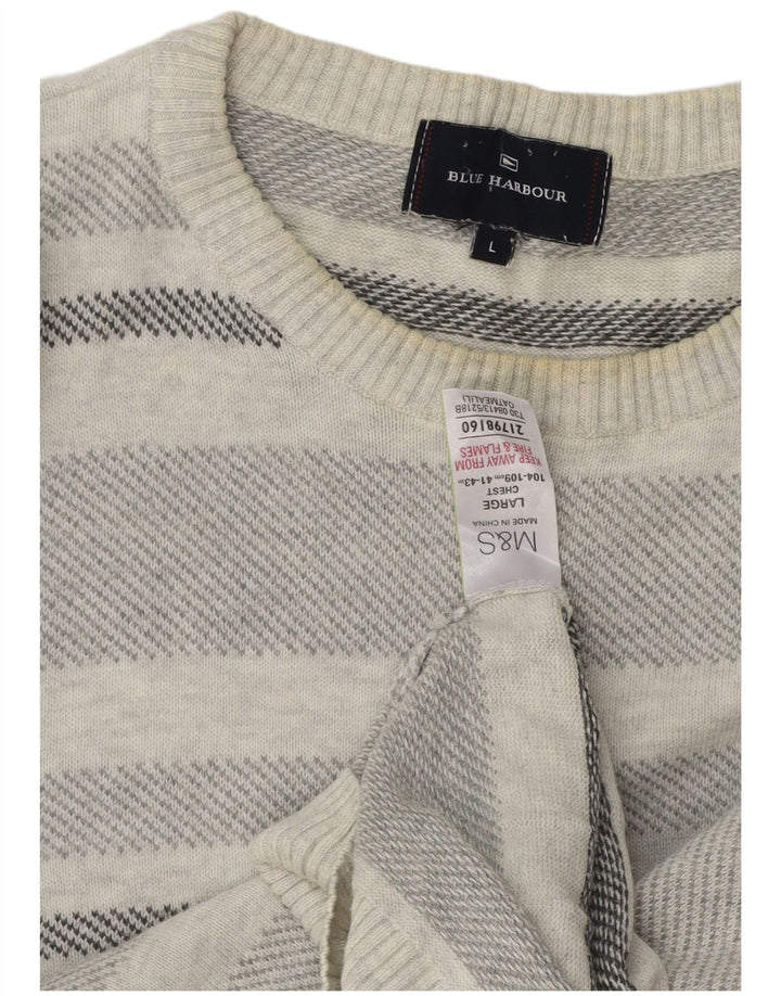 Мужской синий джемпер с круглым вырезом Marks & Spencer, большой серый