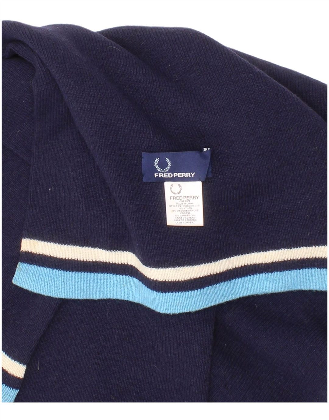 Мужской прямоугольный шарф Fred Perry, один размер, темно-синий, нейлоновый в полоску