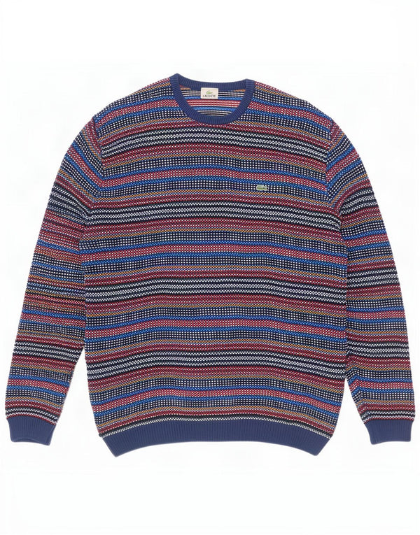 Мужской свитер Lacoste с круглым вырезом, размер 7, 2XL, разноцветная полоска