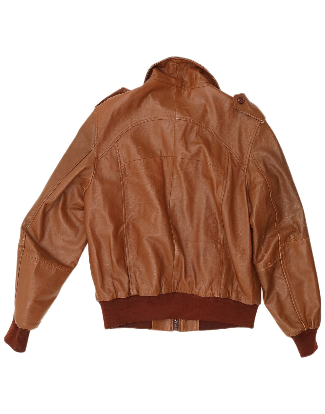 Мужская кожаная куртка в стиле милитари VINTAGE UK 40, большая коричневая кожаная куртка