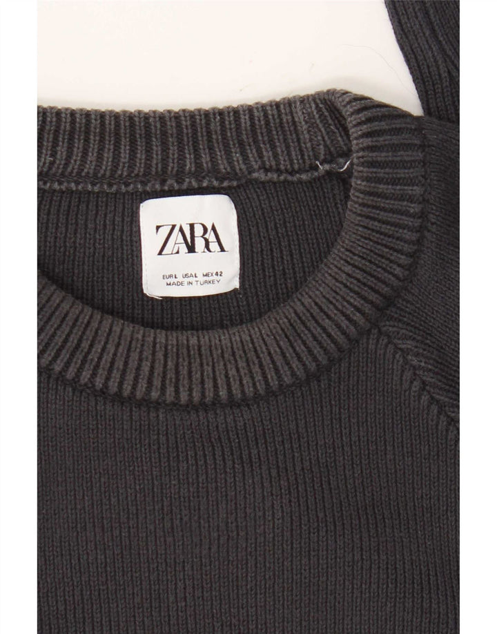 Мужской джемпер с круглым вырезом Zara, большой темно-синий