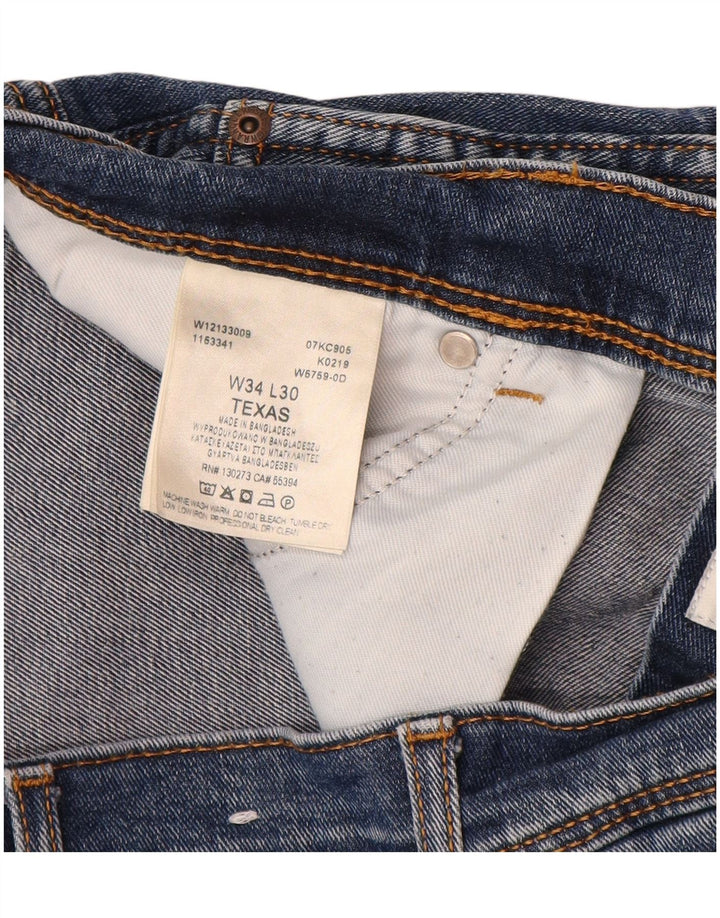 Мужские прямые джинсы WRANGLER Texas W34 L30, синий хлопок