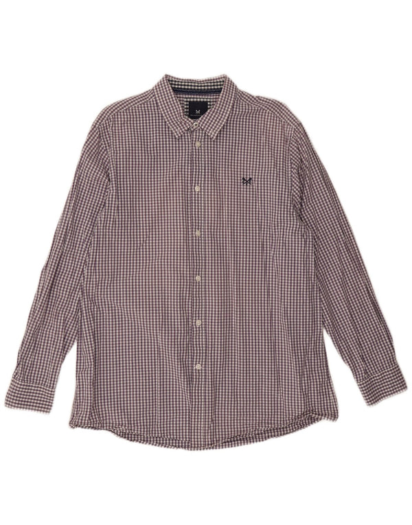Crew Clothing Мужская классическая рубашка размера XL из хлопка в мелкую клетку фиолетового цвета
