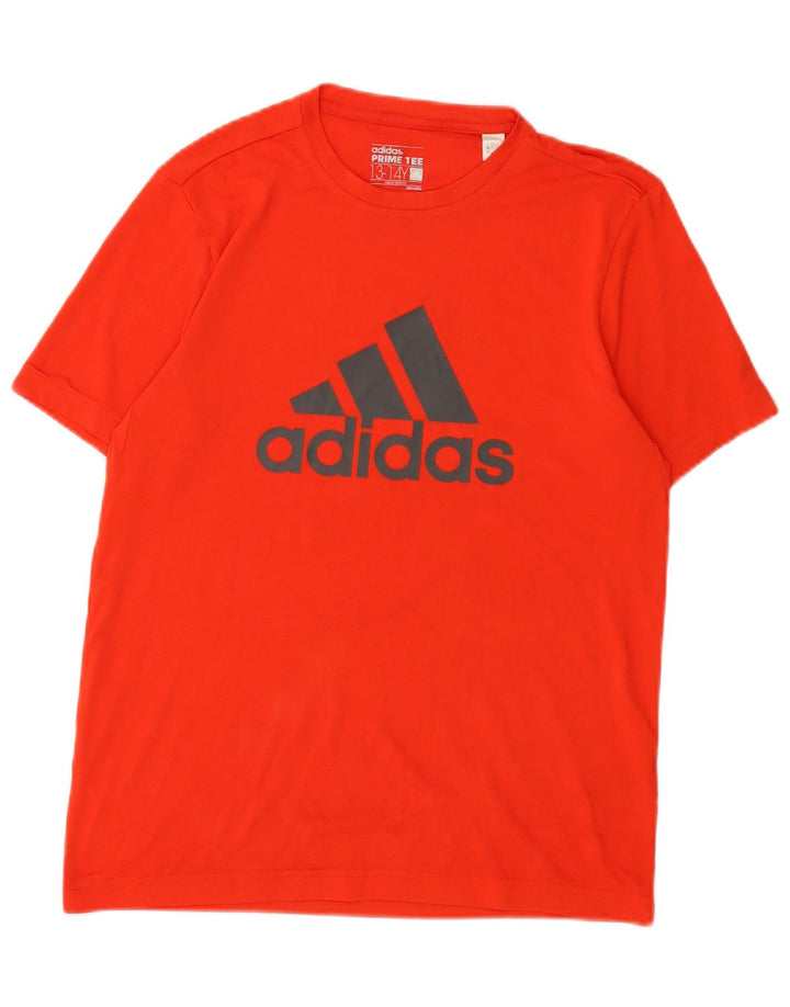 Футболка Adidas с рисунком Climalite для мальчиков, топ 13–14 лет, красный полиэстер