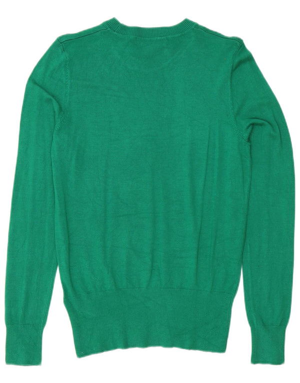 Marks & Spencer Womens Boat Neck Jumper Sweater UK 12 Medium Green Viscose