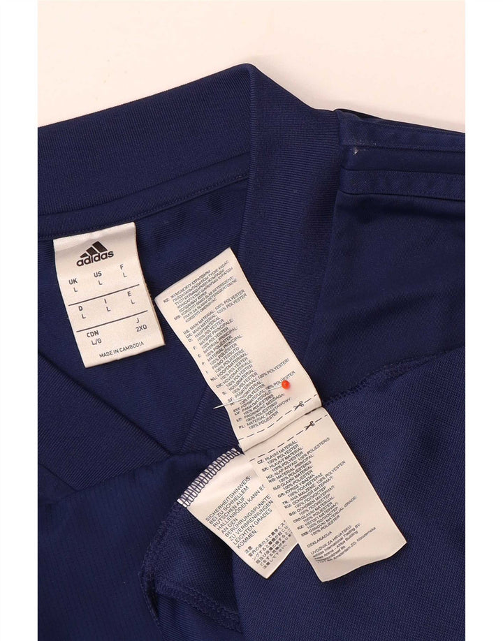 Мужской топ Adidas с длинным рукавом, большой темно-синий из полиэстера