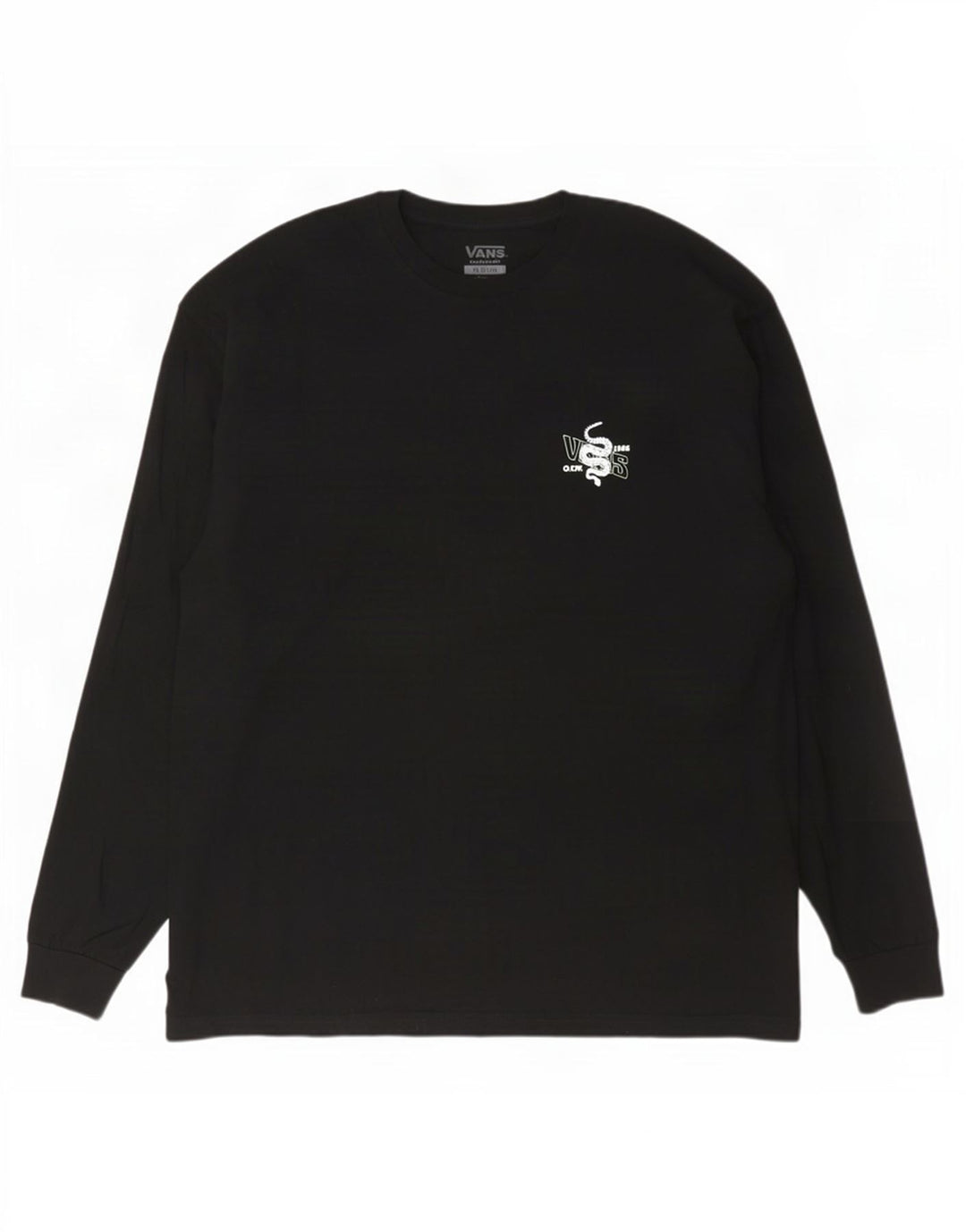 Мужской топ Vans Classic Fit с рисунком и длинным рукавом, черный хлопок, 2XL