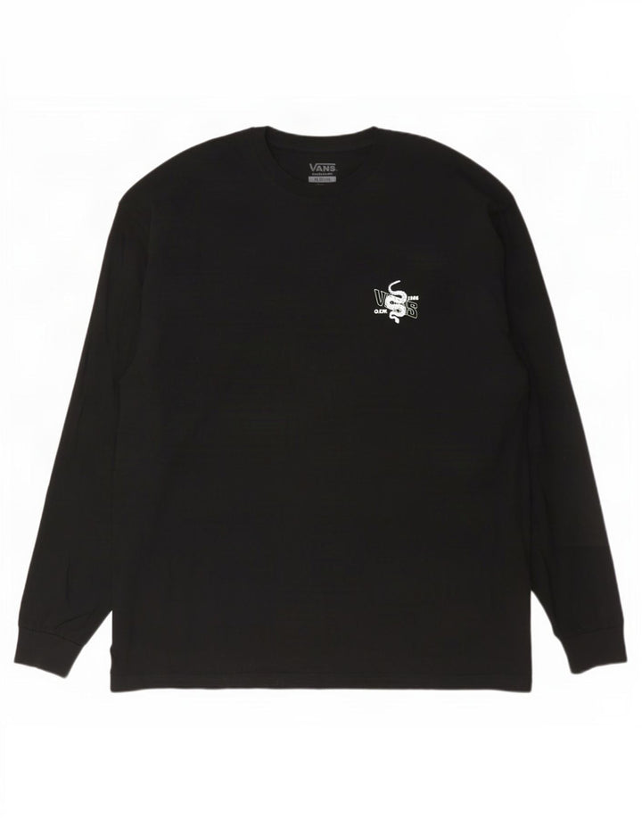 Мужской топ Vans Classic Fit с рисунком и длинным рукавом, черный хлопок, 2XL